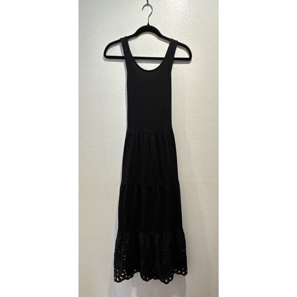 J Crew Tiered Sundress Women’s Size XS Black Eyelet Trim Style# L7712 Dress - Picture 1 of 8